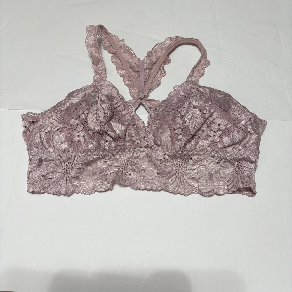 Aerie Size Medium Blush Pink Lace Wireless Pullover Bralette Racerback